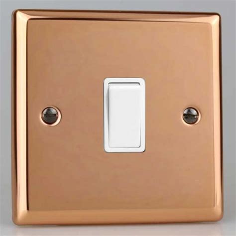 Varilight Urban Polished Copper 1 Gang 10a 2 Way Switch With White Insert Ukes