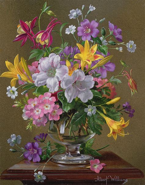 Summer Arrangement In A Glass Vase Painting By Albert Williams