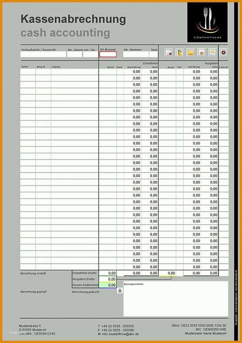Hervorragen Kassenabrechnung Vorlage Sie M Ssen Es Heute Versuchen