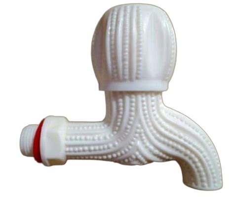 White Round PVC Doted Short Body Water Tap For Bathroom Number Of