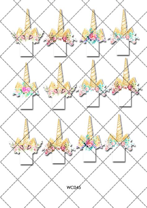 Unicorn Horns Pre Cut Edible Stand Up Wafer Card Cupcake Toppers