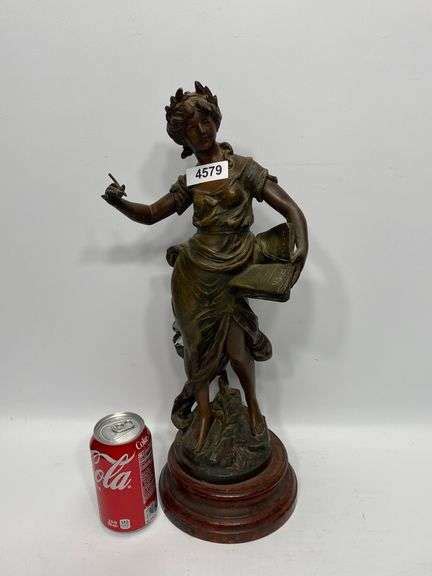 Art Nouveau Spelter Woman Sculpture Dixon S Auction At Crumpton