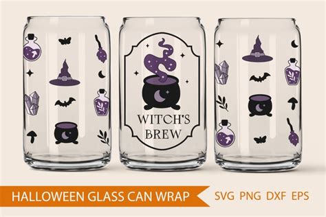 Halloween Glass Can Wrap Svg Witches Brew Can Glass