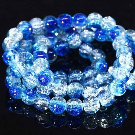 20 perles de verre craquelées 8mm bleu nuit MoiraBijoux