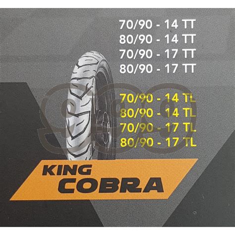 BAN LUAR MOTOR SEPASANG KINGLAND KING COBRA RING 17 UKURAN 70 90 80