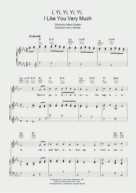 I Yi, Yi, Yi, Yi Piano Sheet Music | OnlinePianist