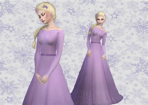 Stardust Sims 4 FROZEN 2 ELSA PURPLE DRESS More Frozen Content