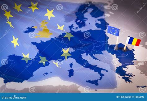 EU and Romania Flags Over an European Union Map Stock Image - Image of democracy, nation: 107522289