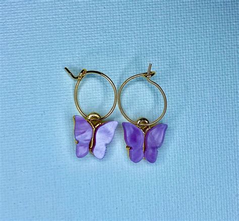 Cute Butterfly Gold Hoop Earrings Butterfly Earrings Etsy