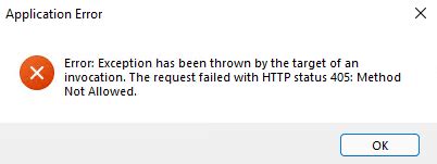 La requête a échoué avec l état 405 Méthode non autorisée lors