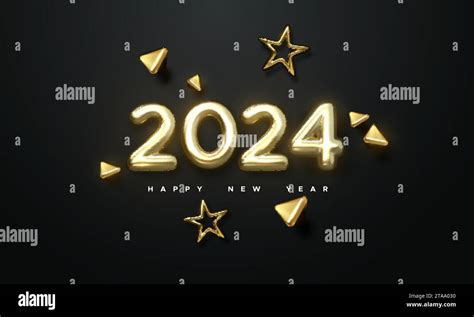 Happy New Year Holiday Vector Illustration Of Golden Metallic