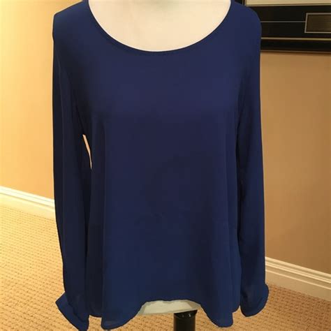 Tobi Tops Royal Blue Long Sleeve Blouse With Zipper Back Poshmark