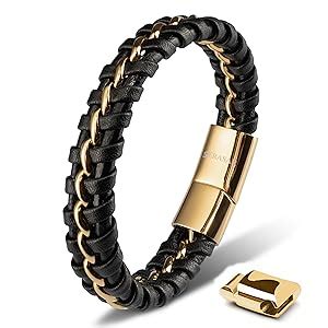 Serasar Pulsera De Cuero Premium Para Hombre En Negro Cerradura