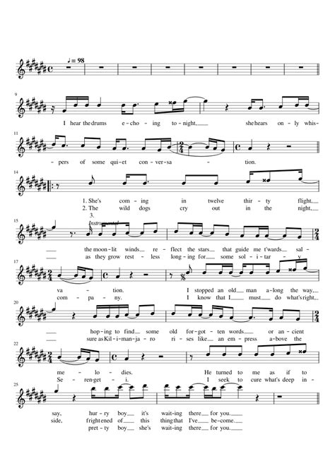 Africa Toto Sheet Music For Saxophone Alto Solo