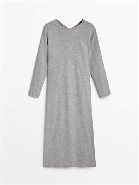 Massimo Dutti Wool Blend Midi Dress With Seam Details Grey Editorialist