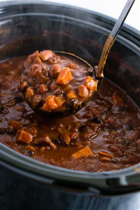 Slow Cooker Vegetarian Sweet Potato Chili Recipe 10 Minutes To Prep