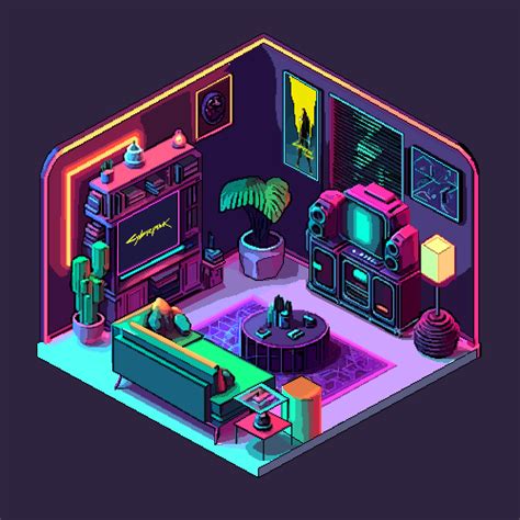 Artstation Cyberpunk Style Pixel Art Room