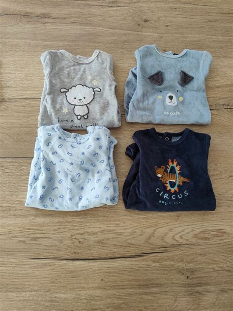 Lot 4 Pyjamas Veloirs Tex Baby 1 Mois Beebs