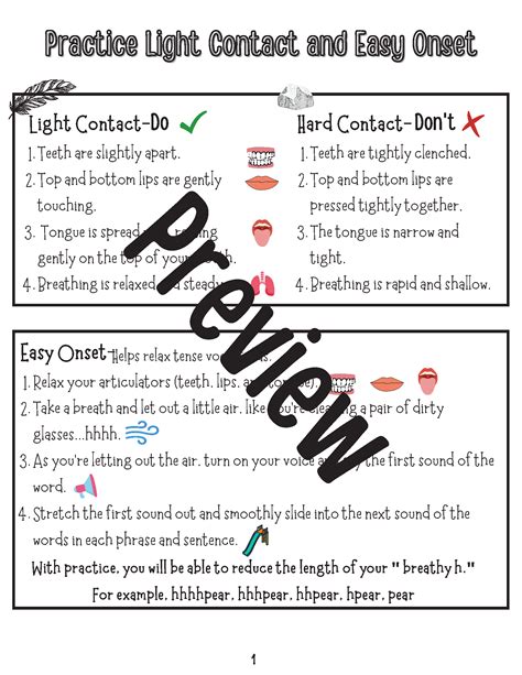 Stuttering Strategies Easy Onset Light Contact Practice Speech Therapy 2nd 5th Made By Teachers