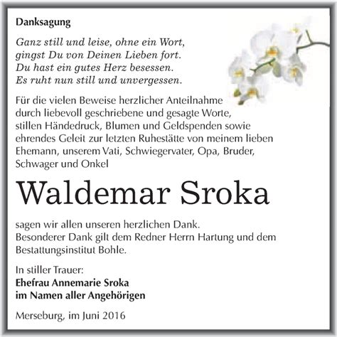 Traueranzeigen Von Waldemar Sroka Abschied Nehmen De