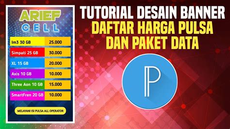 Tutorial Desain Banner Daftar Harga Pulsa Dan Paket Data Pixellab