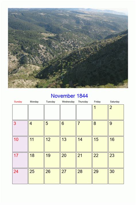 November 1844 Roman Catholic Saints Calendar