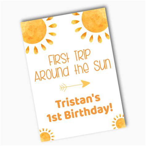 Personalised Boho First Trip Around The Sun Party Posters