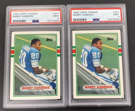 Topps Traded Barry Sanders Rookie Rc Card Lot Both Psa Mint Ebay