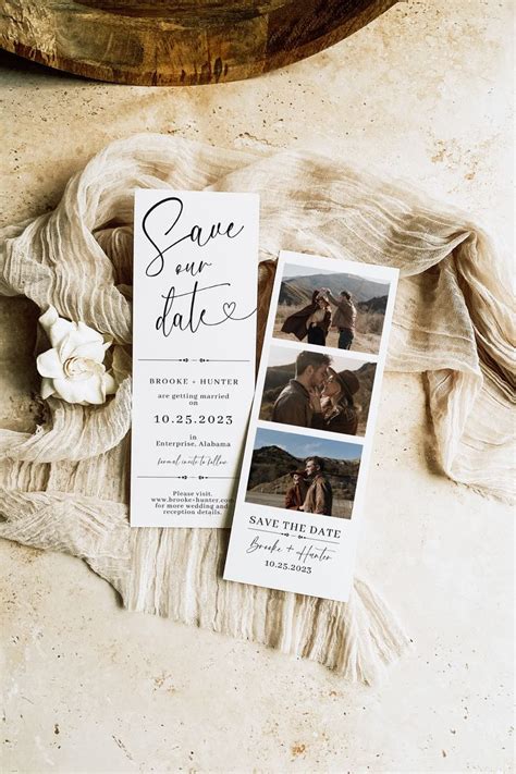 Modern Save The Date Template Save The Date With Photo Photo Strip