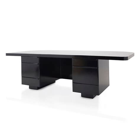 Black Glossy Painted Wood Executive Desk - Modernica Props