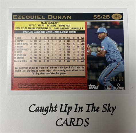 Topps Archives Ezequiel Duran Rc Fan Favorites Auto Green