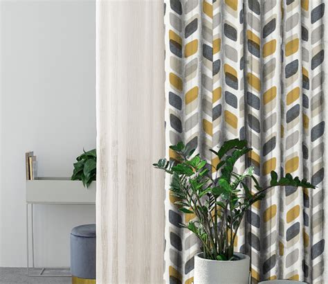 Buy Mustard Ethnic Set Of 2 Window Curtains For Bedroom Grey 5 Feet