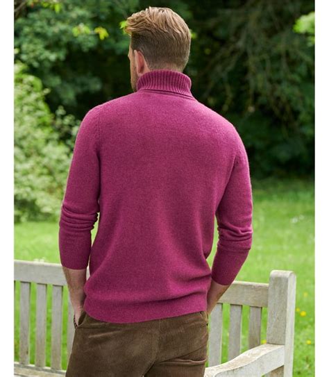 Plum Jam Mens Lambswool Polo Neck Jumper WoolOvers UK