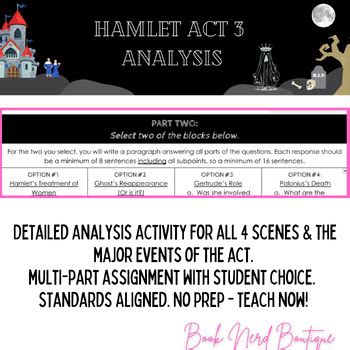 Hamlet Act 3 Analysis Activity - All 4 Scenes and Major Events Included