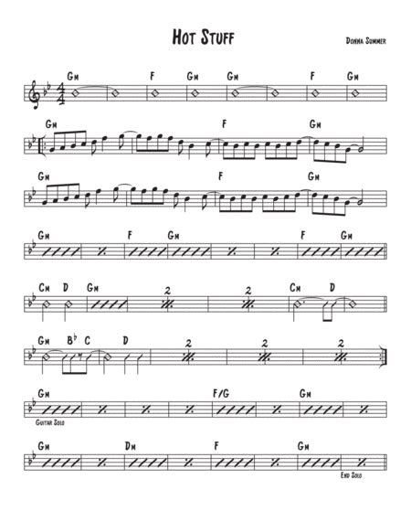 Hot Stuff Sheet Music Donna Summer Piano Vocal And Guitar Chords