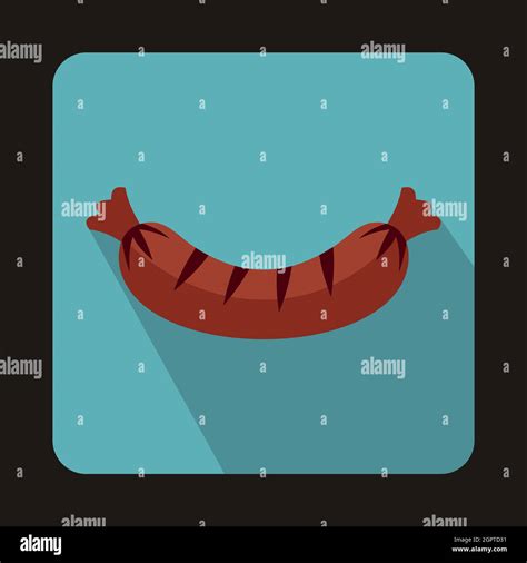 Grilled Sausage Icon In Flat Style Stock Vector Image Art Alamy