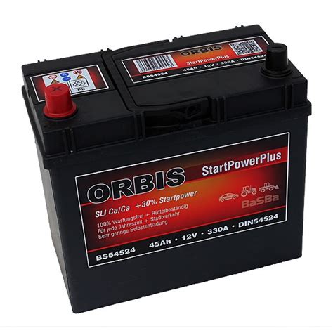 Orbis BS54524 Autobatterie 12V 45Ah 330A Pluspol Links