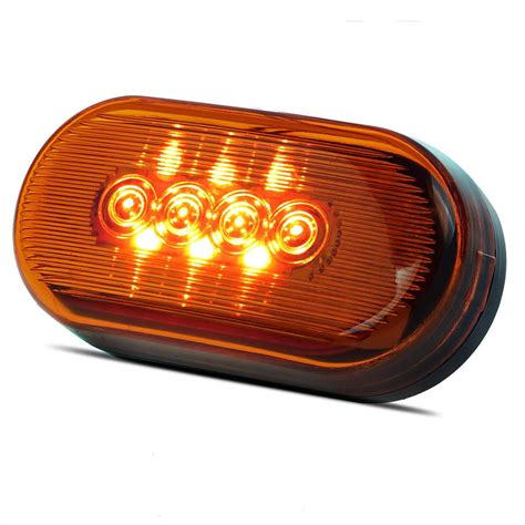 Partsam 2 Amber 2 Red 12v 4inch X 2inch Oval Led Truck Side Marker L