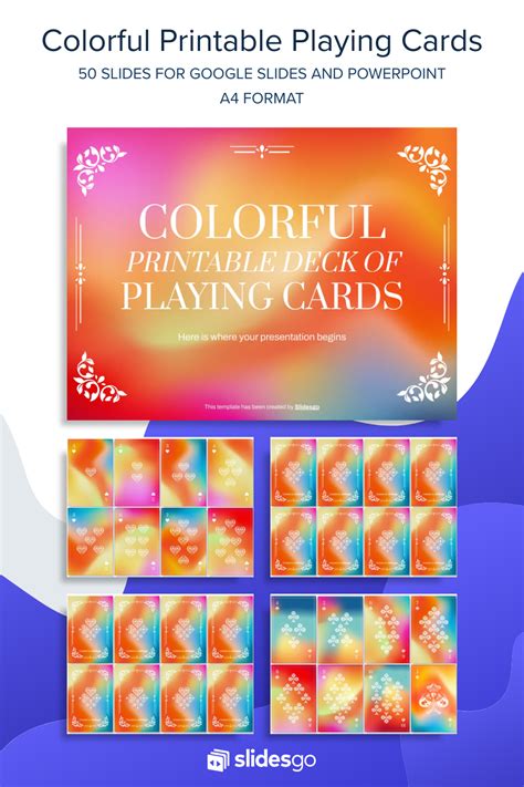 Colorful Printable Deck of Playing Cards | Google Slides