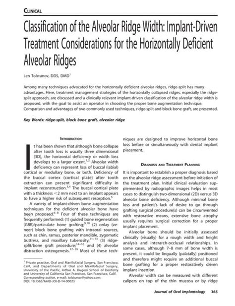 Classification Of Alveolar Bone Width Pdf