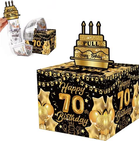 Amazon Happy 70th Birthday Money Box For Cash Gift Pull Money Box