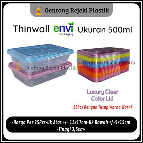 Jual Kotak Container Thinwall Envi Ml Thinwall Ml Tutup Warna