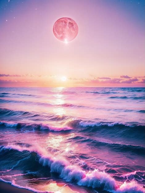 Premium AI Image | Aesthetic Purple Beach Sunset Purple Beach Purple Sunset