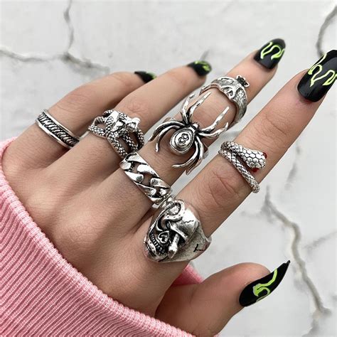 Cheap Pcs Set Punk Snake Rings For Women Gothic Spider Men Jewelry