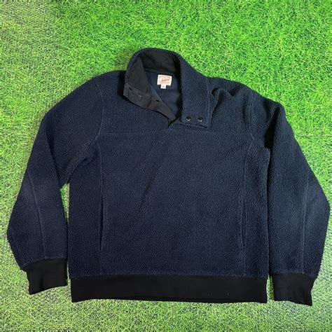 J Crew Jacket Mens Size Large Authentic Pullover Fleece New York Navy