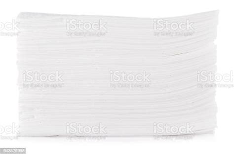 Stack Of Folded Disposable Paper Tissues On White Background Stock