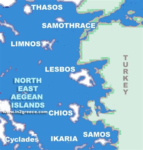 Northeast Aegean islands map