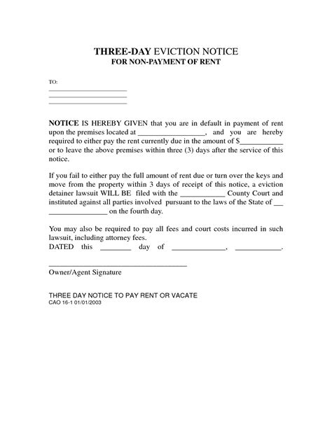 Eviction Notice Template - Free Printable Documents