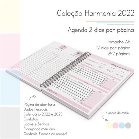 Miolo Agenda Datada A5 2 Dias Por PÁgina 2022 Ref 2329 No Elo7 Que Festança Papelaria