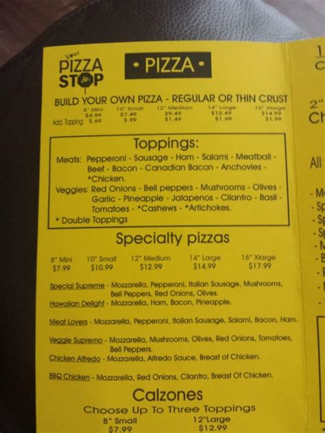 Menu at Your pizza Stop pizzeria, Menifee